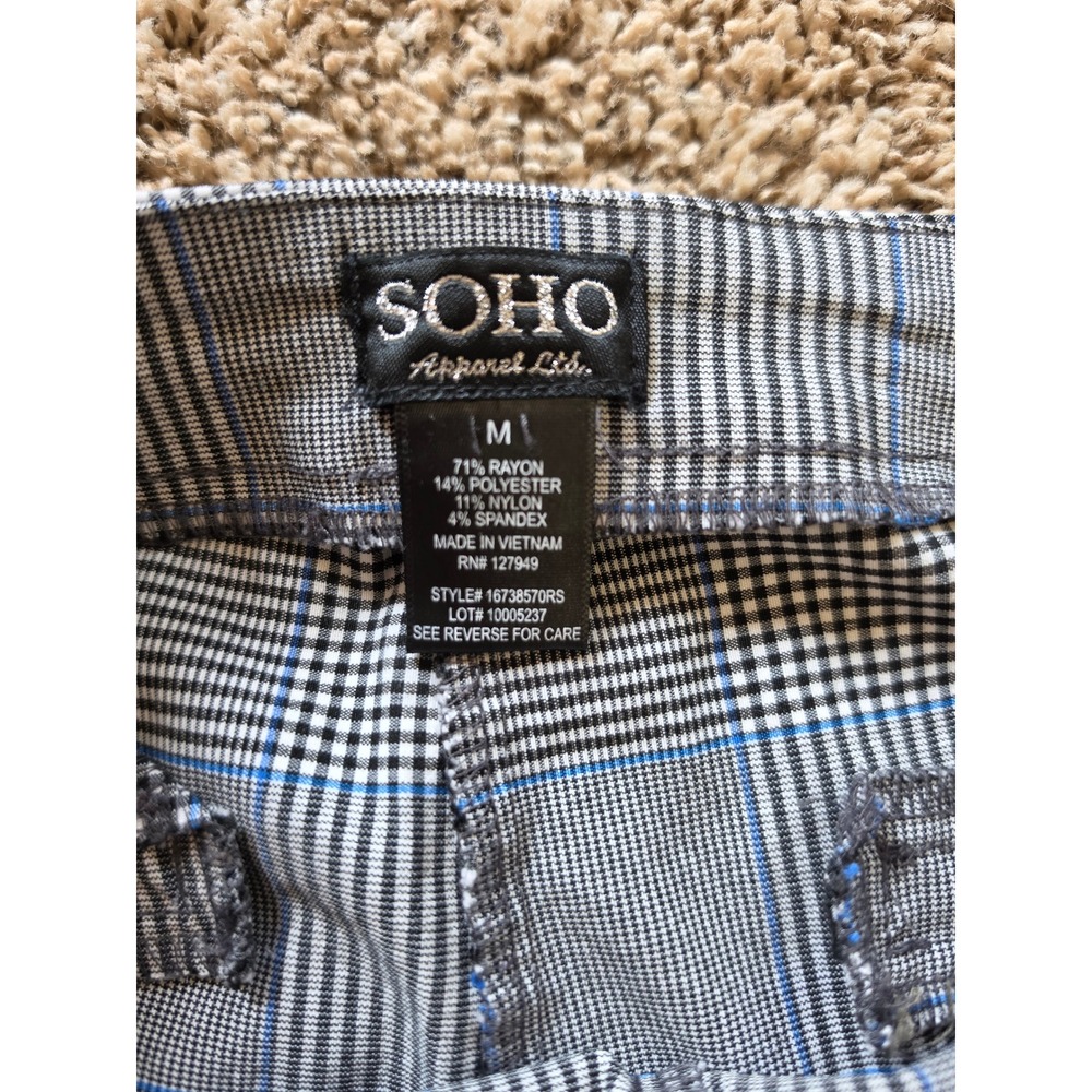 SOHO Apparel Ltd Grey Blue Glen Plaid Pull On Slim Leg Trousers Pants Womens M - Picture 3 of 9